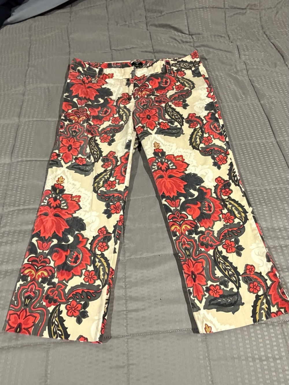 J Crew Floral Print Red and Cream Women’s Jeans